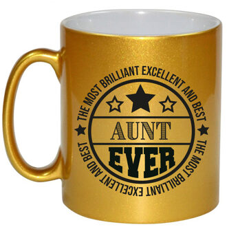 Bellatio Decorations Cadeau koffie/thee mok voor tante - beste tante - goud - 300 ml