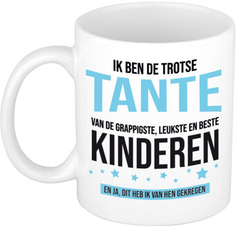Bellatio Decorations Cadeau koffie/thee mok voor tante - blauw - trotse tante - keramiek - 300 ml
