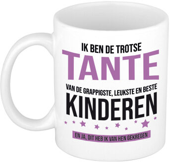 Bellatio Decorations Cadeau koffie/thee mok voor tante - paars - trotse tante - keramiek - 300 ml