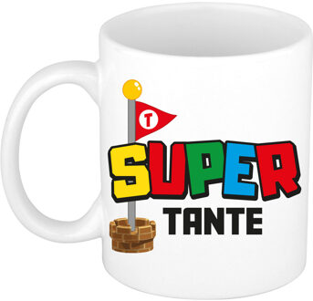Bellatio Decorations Cadeau koffie/thee mok voor tante - wit - super tante - keramiek - 300 ml
