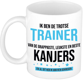 Bellatio Decorations Cadeau koffie/thee mok voor trainer/coach - blauw - trotse trainer - keramiek - 300 ml