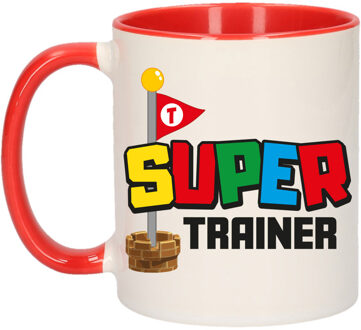 Bellatio Decorations Cadeau koffie/thee mok voor trainer/coach - rood - super trainer - keramiek - 300 ml