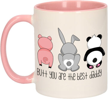 Bellatio Decorations Cadeau koffie/thee mok voor vader - roze - beste papa - keramiek - 300 ml - Vaderdag