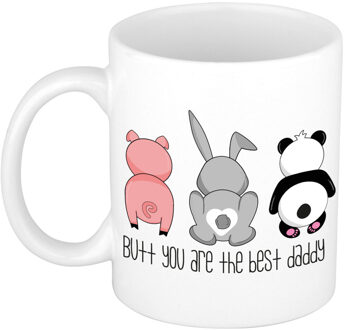 Bellatio Decorations Cadeau koffie/thee mok voor vader - wit - beste papa - keramiek - 300 ml - Vaderdag