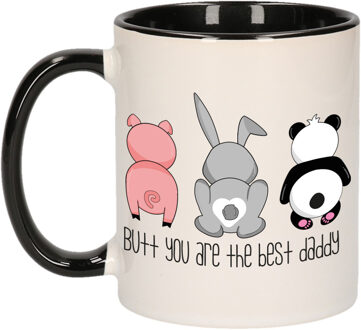 Bellatio Decorations Cadeau koffie/thee mok voor vader - zwart - beste papa - keramiek - 300 ml - Vaderdag