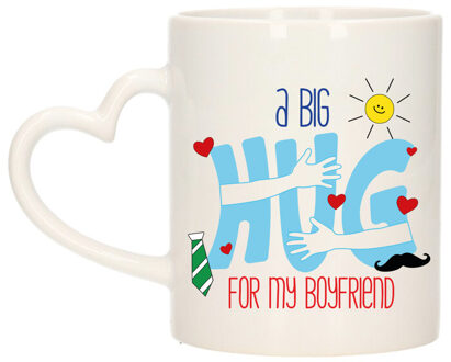 Bellatio Decorations Cadeau koffie/thee mok voor vriend - hartje oor - big hug - 300 ml - verjaardag Multi