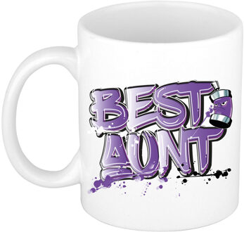 Bellatio Decorations Cadeau koffie/tshee mok voor tante - paars - graffiti letters - de beste -?300 ml