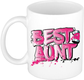 Bellatio Decorations Cadeau koffie/tshee mok voor tante - roze - graffiti letters - de beste -?300 ml