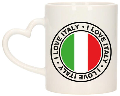 Bellatio Decorations Cadeau koffiemok Italie - vlag - I love - 300 ml - keramiek - landen thema - support
