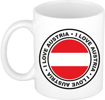 Bellatio Decorations Cadeau koffiemok Oostenrijk - vlag - I love - 300 ml - keramiek - landen thema - support