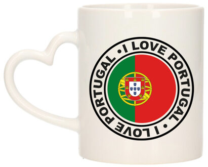 Bellatio Decorations Cadeau koffiemok Portugal - vlag - I love - 300 ml - keramiek - landen thema - support Groen