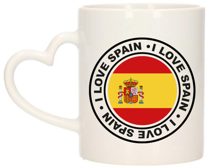 Bellatio Decorations Cadeau koffiemok Spanje - vlag - I love - 300 ml - keramiek - landen thema - support Rood