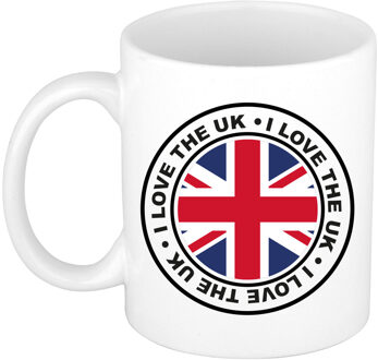 Bellatio Decorations Cadeau koffiemok UK - vlag - I love - 300 ml - keramiek - landen thema - support Wit