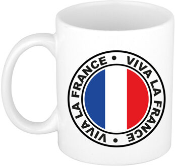 Bellatio Decorations Cadeau koffiemok Viva la France - vlag - I love - 300 ml - keramiek Wit