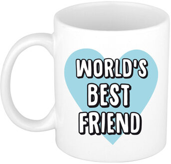 Bellatio Decorations Cadeau koffiemok voor beste vriend of vriendin - worlds best friend - 300 ml - feest mokken Blauw