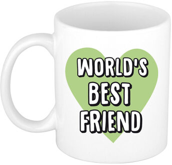 Bellatio Decorations Cadeau koffiemok voor beste vriend of vriendin - worlds best friend - 300 ml - feest mokken Groen