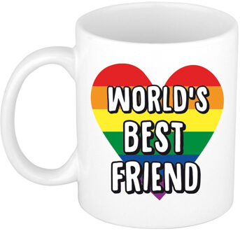 Bellatio Decorations Cadeau koffiemok voor beste vriend of vriendin - Worlds Best Friend - 300 ml - feest mokken Multikleur