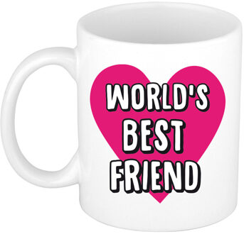 Bellatio Decorations Cadeau koffiemok voor beste vriendin - Worlds Best Friend - 300 ml - feest mokken Roze