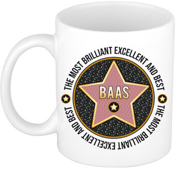 Bellatio Decorations Cadeau koffiemok voor de beste baas - walk of fame - keramiek - 300 ml