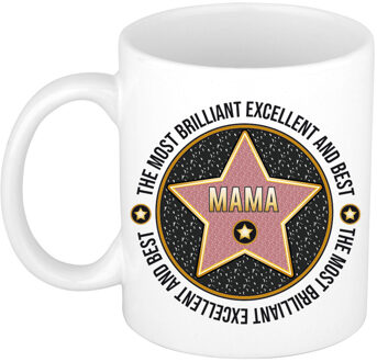 Bellatio Decorations Cadeau koffiemok voor de beste mama - walk of fame - keramiek - 300 ml - feest mokken Grijs