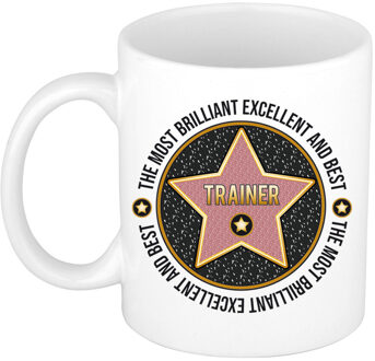 Bellatio Decorations Cadeau koffiemok voor de beste trainer - walk of fame - keramiek - 300 ml Antraciet