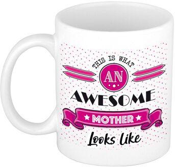 Bellatio Decorations Cadeau koffiemok voor een geweldige moeder - roze - keramiek - 300 ml - moeder dag