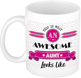 Bellatio Decorations Cadeau koffiemok voor een geweldige tante - roze - keramiek - 300 ml