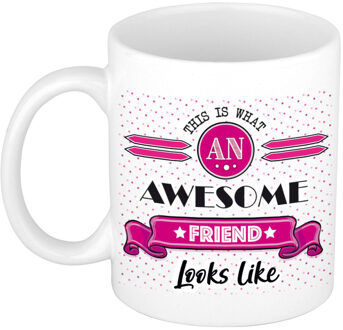 Bellatio Decorations Cadeau koffiemok voor een geweldige vriend - roze - keramiek - 300 ml