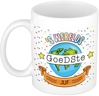 Bellatio Decorations Cadeau koffiemok voor geweldige leraar - blauw - keramiek - 300 ml - juf/meester dag