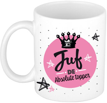 Bellatio Decorations Cadeau koffiemok voor juf/lerares - topper - verjaardag/einde schooljaar kado - juffendag