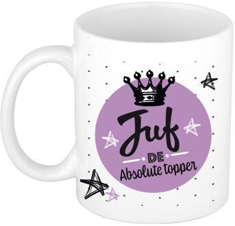 Bellatio Decorations Cadeau koffiemok voor juf/lerares - topper - verjaardag/einde schooljaar kado - juffendag