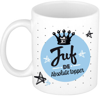 Bellatio Decorations Cadeau koffiemok voor juf/lerares - topper - verjaardag/einde schooljaar kado - juffendag