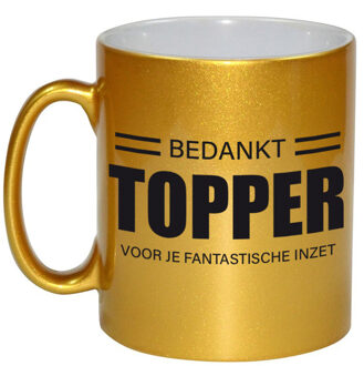 Bellatio Decorations Cadeau mok / beker goud bedankt topper voor je fantastische inzet - bedankt werknemer/ afscheid collega/ pensioen cadeau Goudkleurig