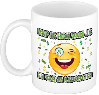 Bellatio Decorations Cadeau mok/beker - kadootjes - wit - 300 ml - Vaderdag / verjaardag