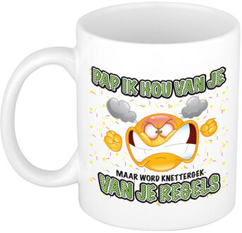 Bellatio Decorations Cadeau mok/beker - regels - wit - 300 ml - Vaderdag / verjaardag - feest mokken Groen