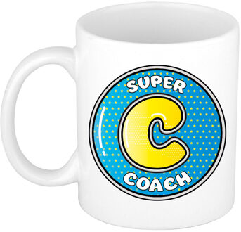 Bellatio Decorations Cadeau mok/beker - Super coach - wit - 300 ml - feest mokken