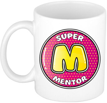 Bellatio Decorations Cadeau mok/beker - Super mentor - wit - 300 ml - feest mokken