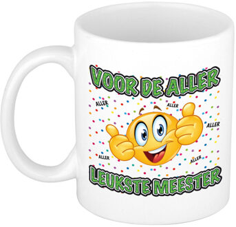 Bellatio Decorations Cadeau mok/beker - Voor de aller leukste meester - wit - 300 ml