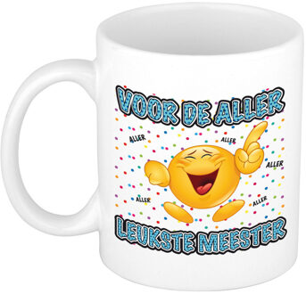 Bellatio Decorations Cadeau mok/beker - Voor de aller leukste meester - wit - 300 ml