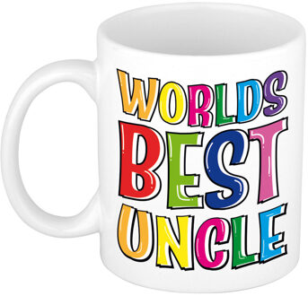 Bellatio Decorations Cadeau mok / beker voor oom - keramiek - 300 ml - world's best uncle Wit