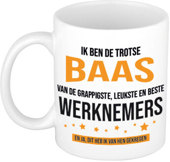 Bellatio Decorations Cadeau mok / beker wit ik ben de trotse baas van de grappigste, leukste en beste werknemers 300 ml - feest mokken