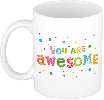 Bellatio Decorations Cadeau mok / beker you are awesome met kleurrijke letters - feest mokken Multikleur