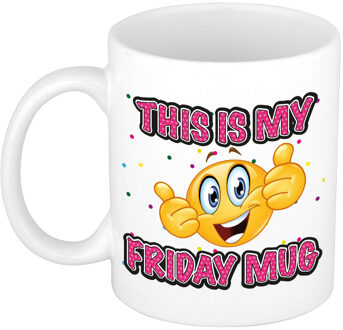 Bellatio Decorations Cadeau mok - grappig - vrijdag - keramiek - 300 ml - kantoor humor