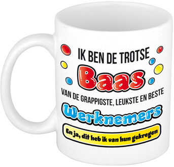 Bellatio Decorations cadeau mok voor baas - grappig - keramiek - 300 ml - feest mokken Rood