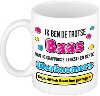 Bellatio Decorations cadeau mok voor baas - grappig - keramiek - 300 ml - feest mokken Roze