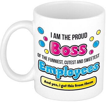 Bellatio Decorations Cadeau mok voor baas - grappig - keramiek - 300 ml - proud boss