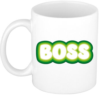 Bellatio Decorations Cadeau mok voor baas - groen - grappig - keramiek - 300 ml - boss - feest mokken