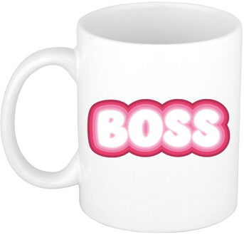 Bellatio Decorations Cadeau mok voor baas - roze - grappig - keramiek - 300 ml - boss - feest mokken