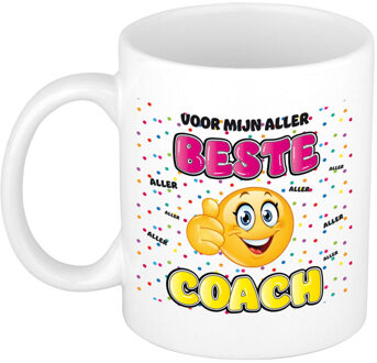 Bellatio Decorations cadeau mok voor coach - grappig - keramiek - 300 ml - beste coach - feest mokken Roze