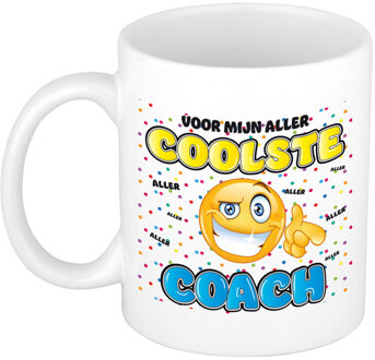 Bellatio Decorations cadeau mok voor coach - grappig - keramiek - 300 ml - coolste coach - feest mokken Blauw